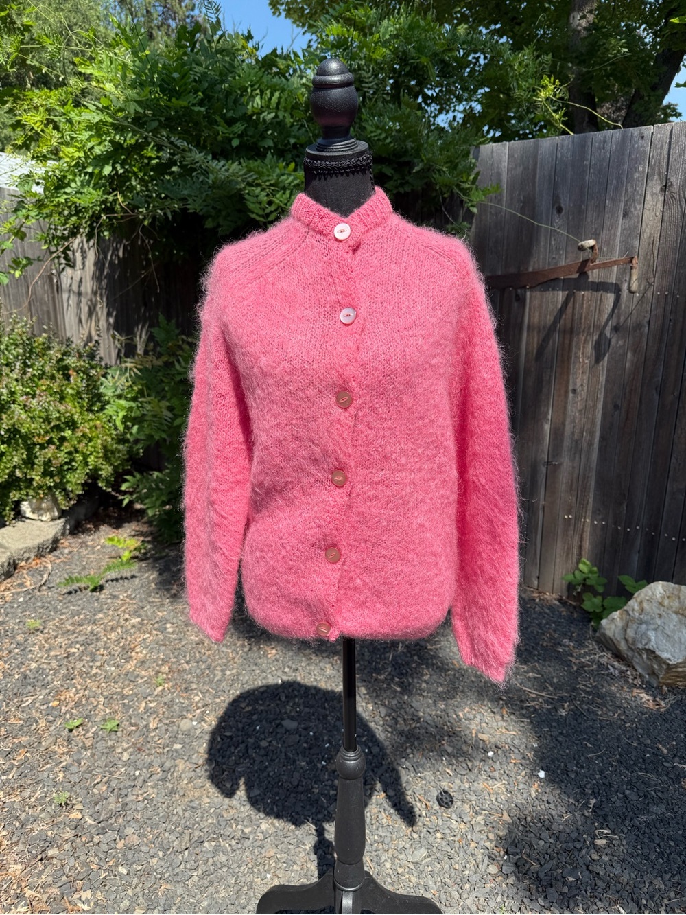 Rare vintage Pink Darlene Mohair wool Button-Up Women's Sweater